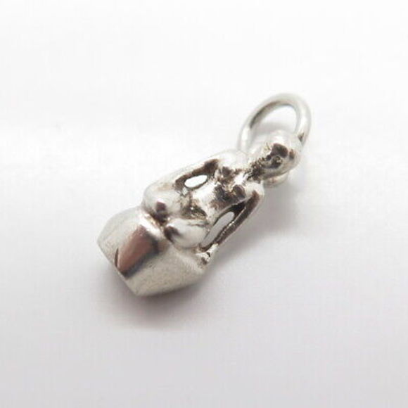 925 Sterling Silver Vintage Naked Sitting Girl Charm Pendant - Picture 7 of 8
